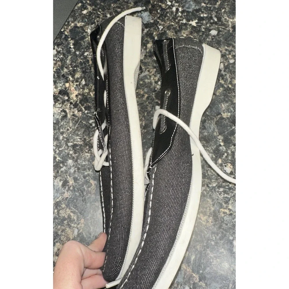 Tim Evans England Loafers Boat Shoes Mens Size 10 Black Canvas Lined Laces